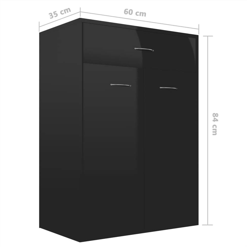 Shoe High Gloss Black 60x35x84 cm Chipboard