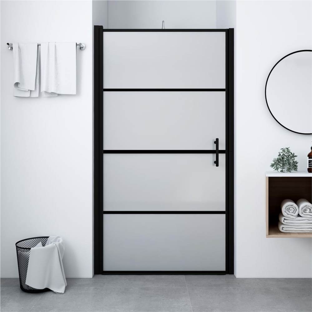 

Shower Door Frost Tempered Glass 100x178 cm Black