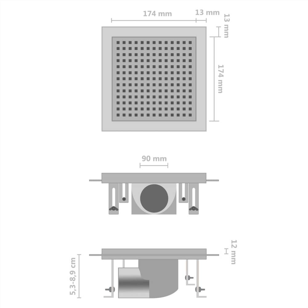 Shower Drain 20x20 cm Stainless Steel