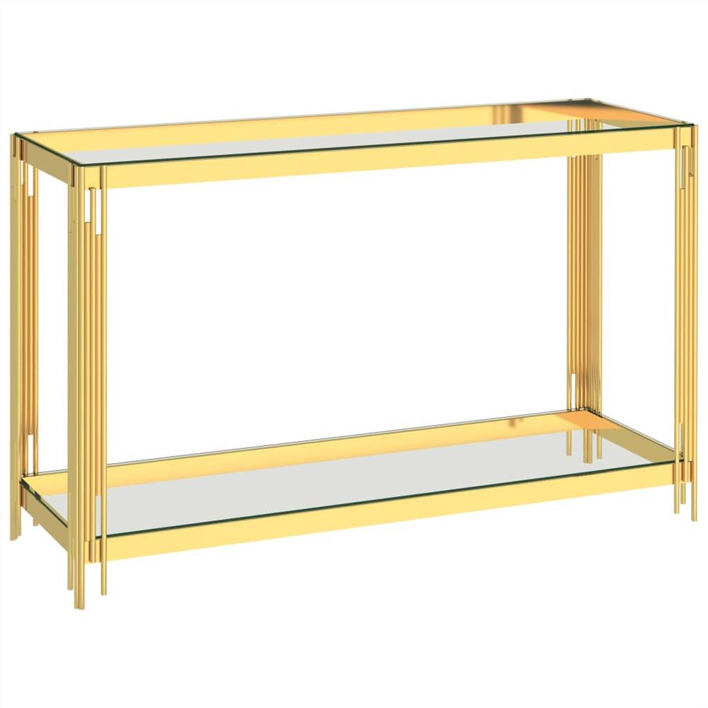 Side Table Gold 120x40x78 cm Stainless Steel and Glass