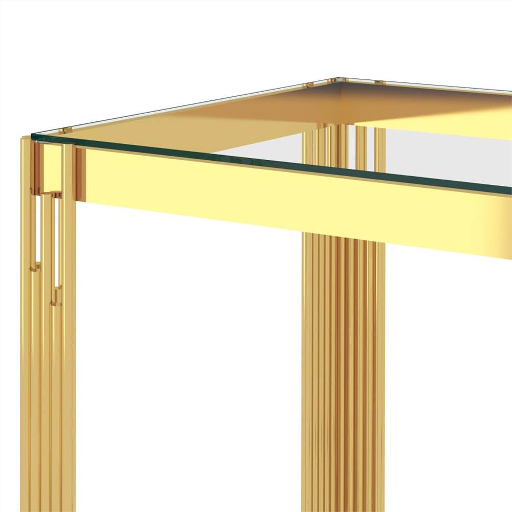 サイドテーブルゴールド120x40x78cmステンレス鋼とガラス