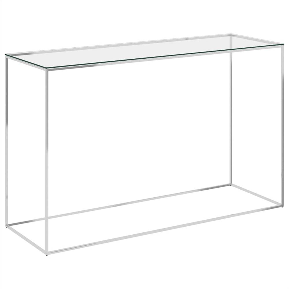 

Side Table Silver 120x40x78 cm Stainless Steel and Glass