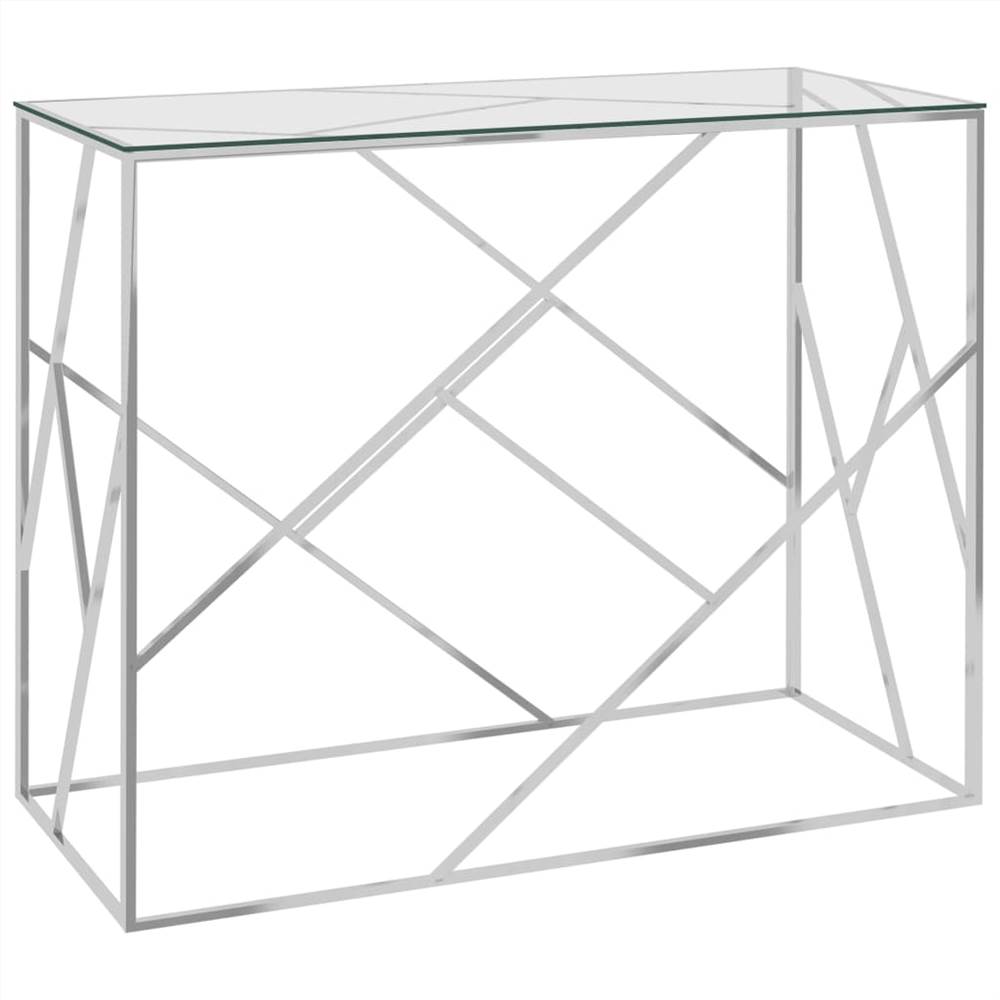 

Side Table Silver 90x40x75 cm Stainless Steel and Glass