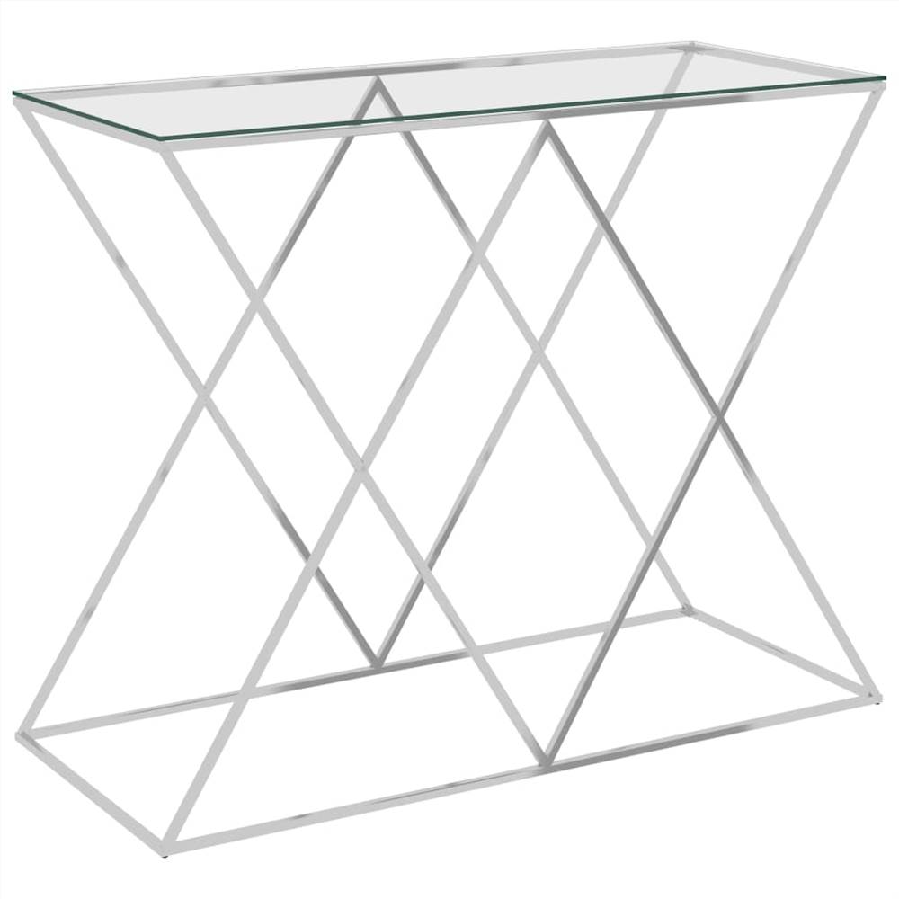 

Side Table Silver 90x40x75 cm Stainless Steel and Glass