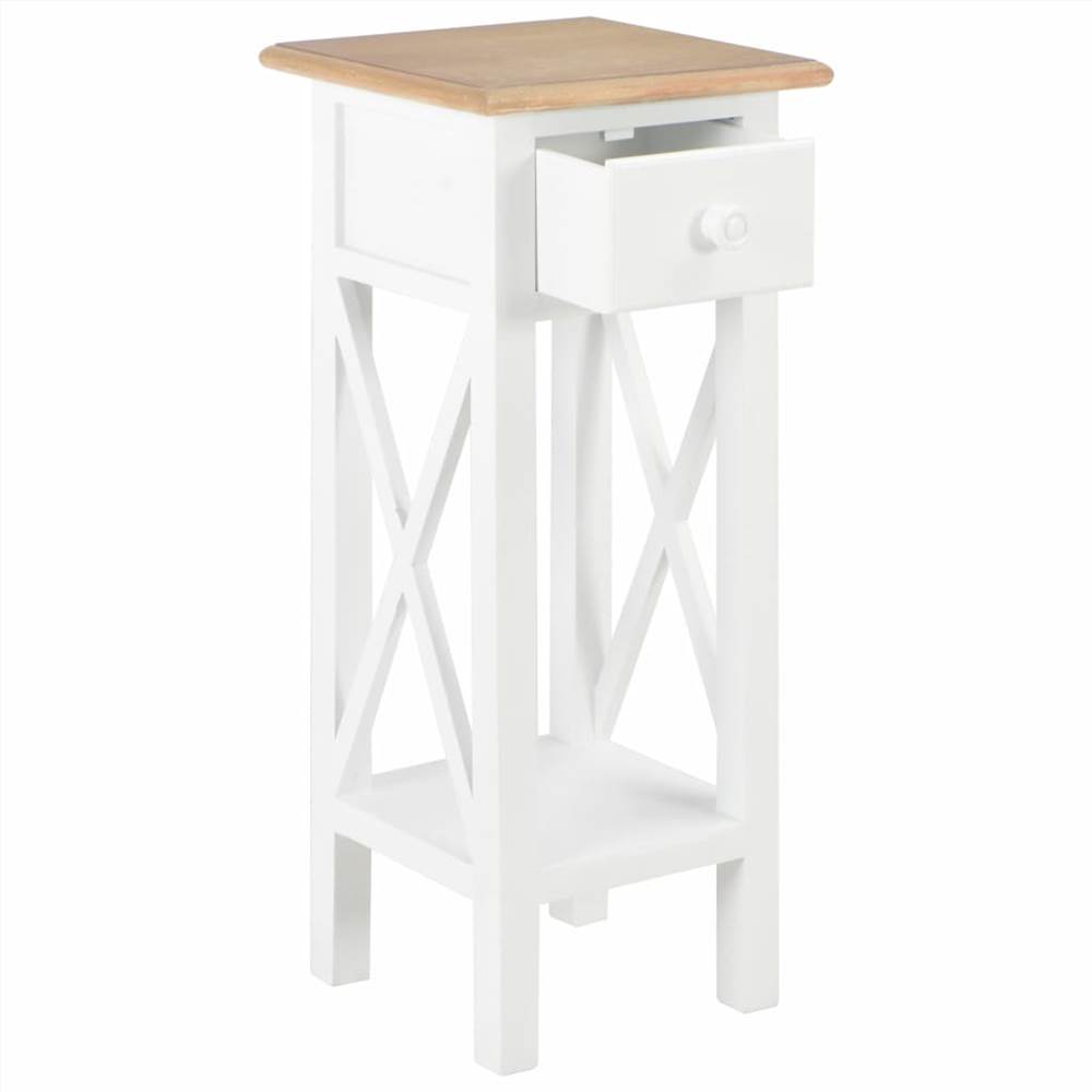 Side Table White 27x27x65.5 cm Wood