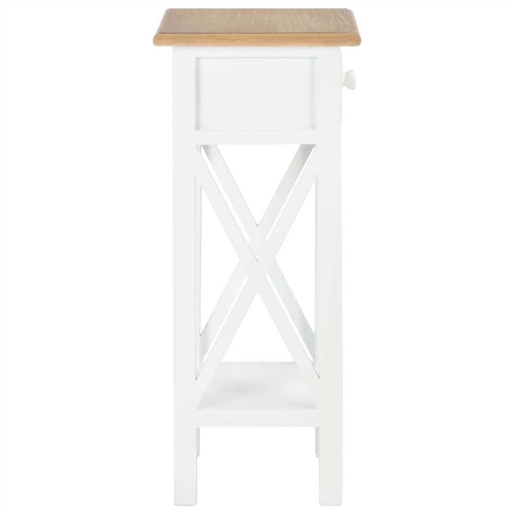 Side Table White 27x27x65.5 cm Wood