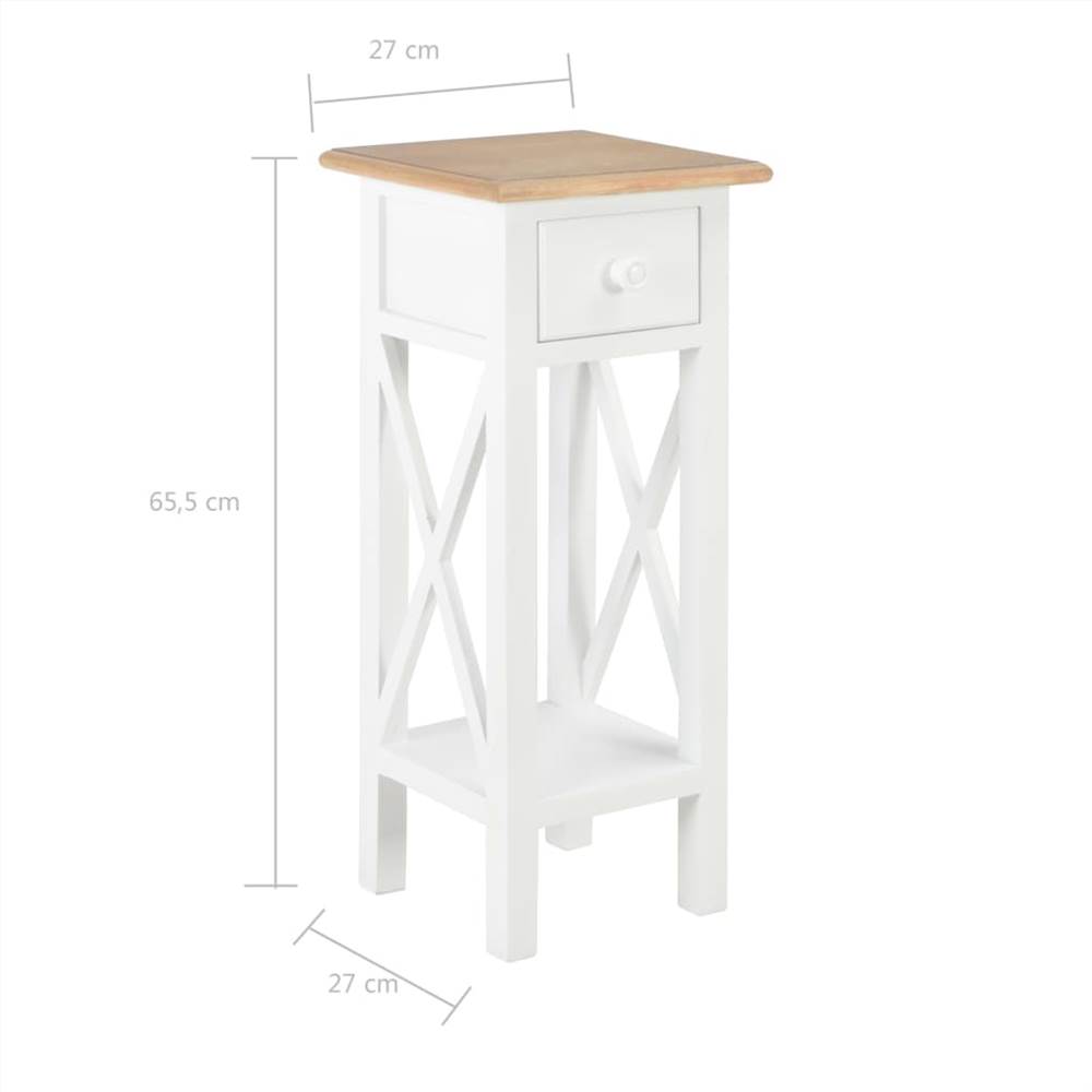 Side Table White 27x27x65.5 cm Wood