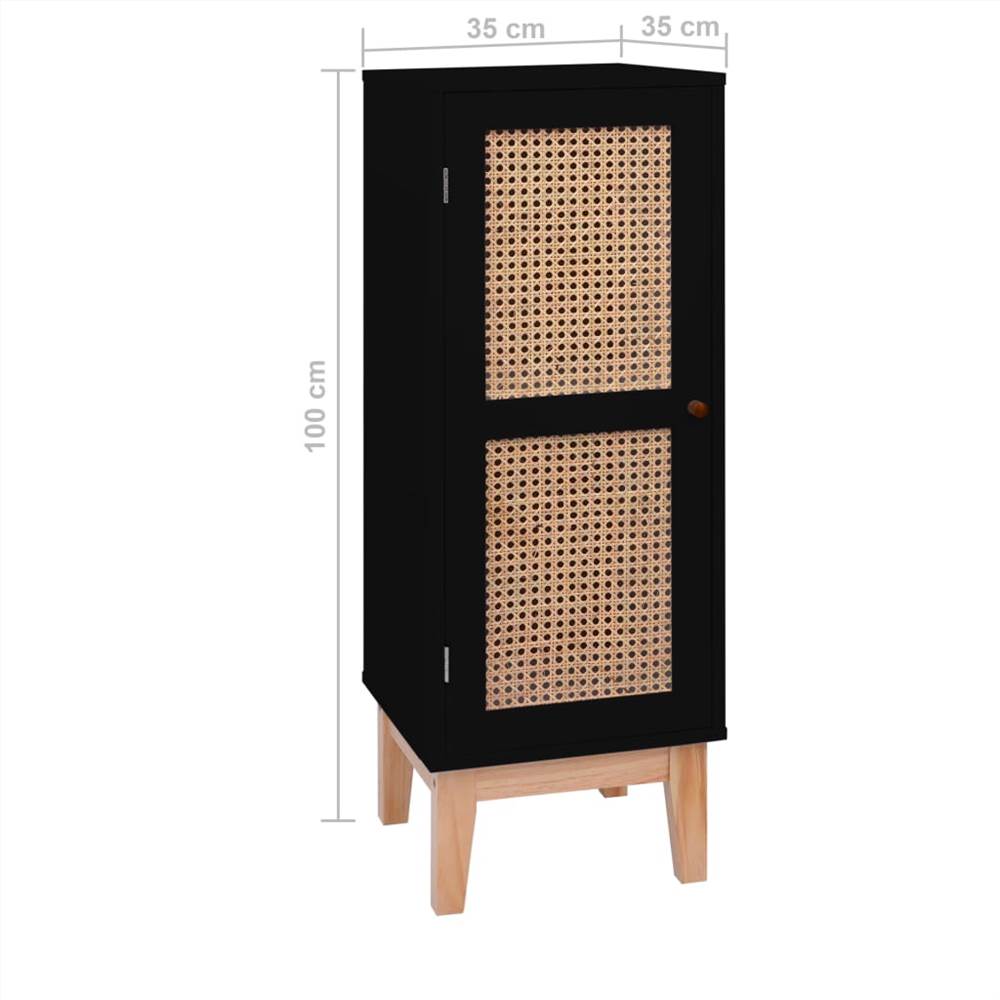 Sideboard Black 35x35x100 cm MDF and Rattan