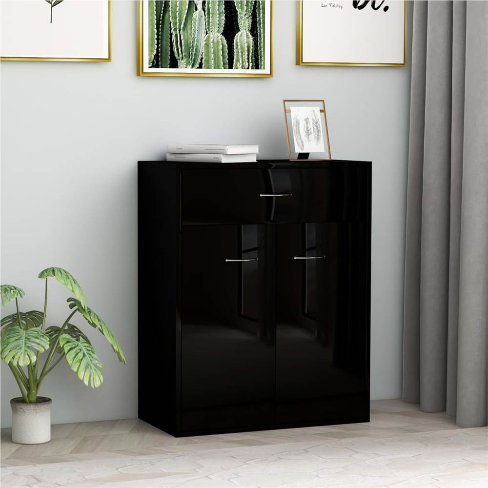 

Sideboard High Gloss Black 60x30x75 cm Chipboard