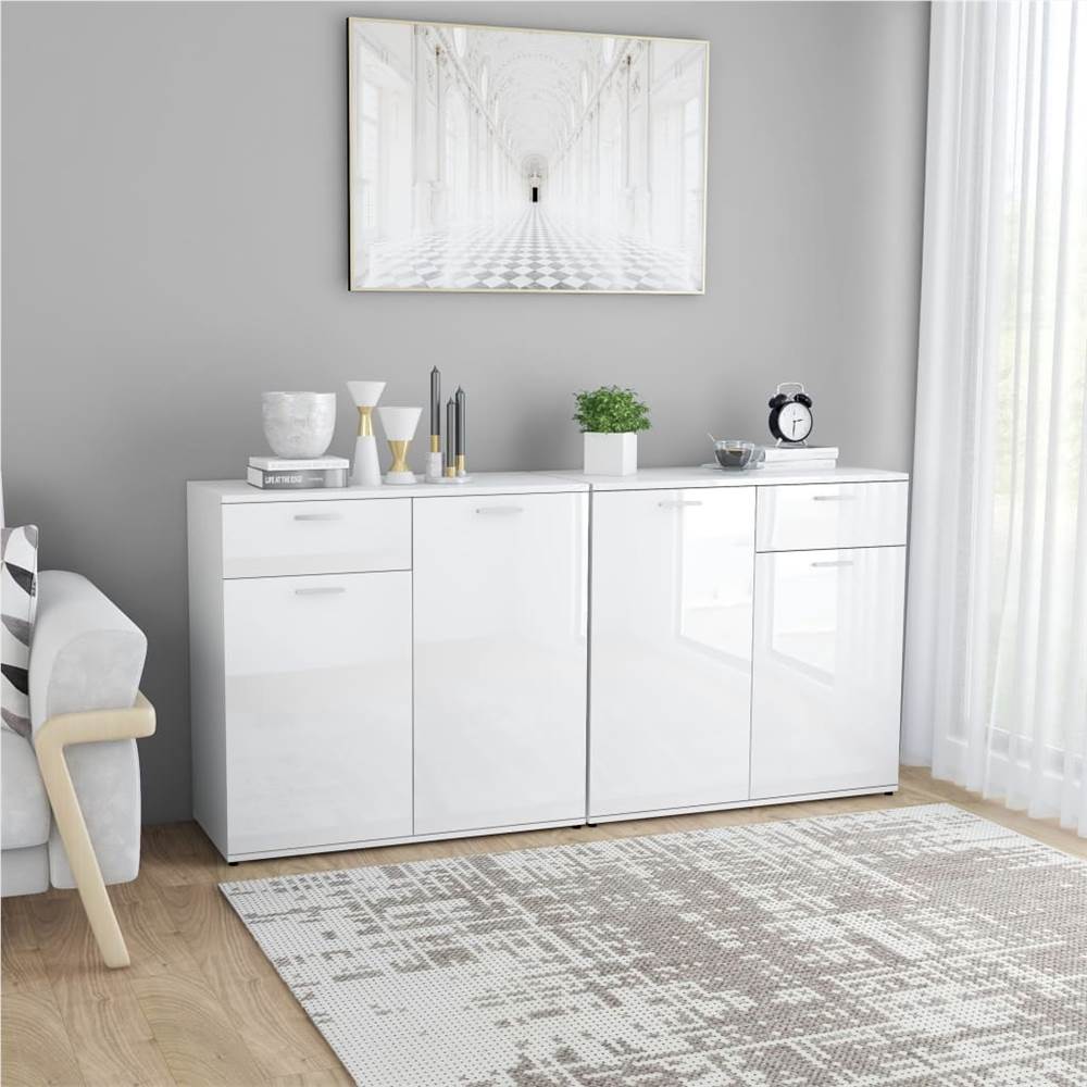 

Sideboard High Gloss White 160x36x75 cm Chipboard