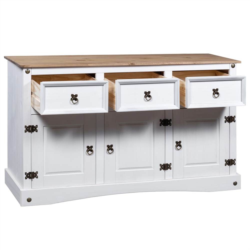 Sideboard Solid Mexican Pinewood Corona Range White 132x43x78 Cm 10 Sideboard Solid Mexican Pinewood Corona Range White 132x43x78 cm