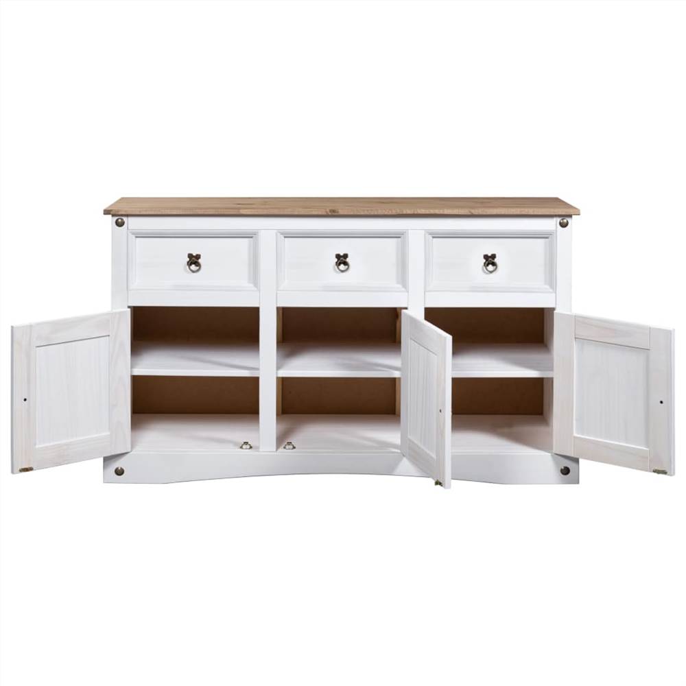 Sideboard Solid Mexican Pinewood Corona Range White 132x43x78 Cm 11 Sideboard Solid Mexican Pinewood Corona Range White 132x43x78 cm