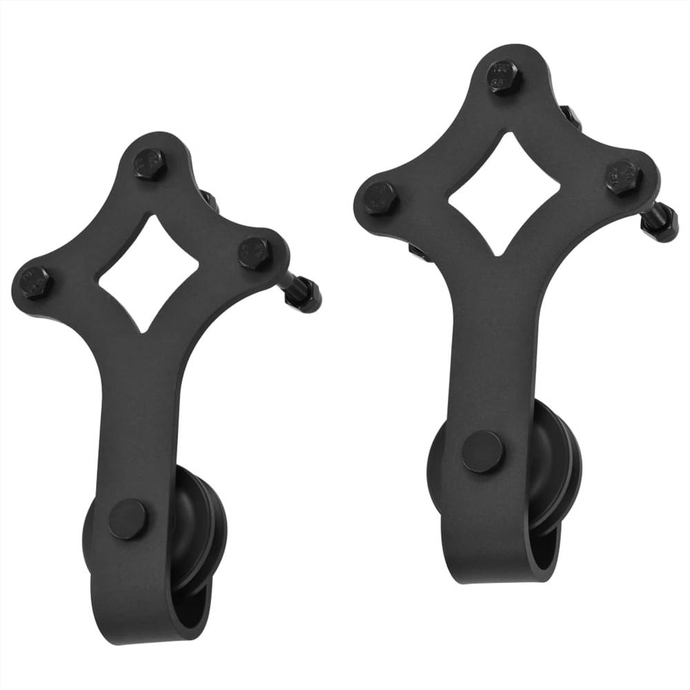 Sliding Door Hardware Kit 200 cm Steel Black