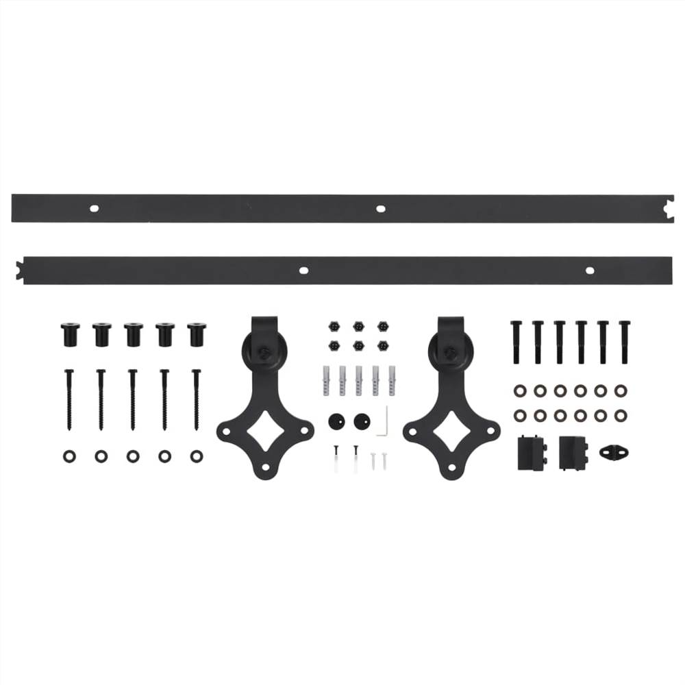 Sliding Door Hardware Kit 200 cm Steel Black