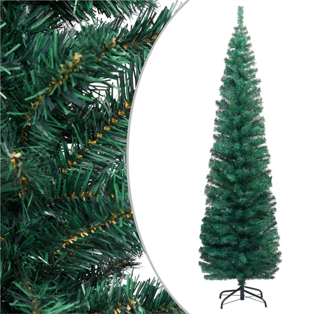 

Slim Artificial Christmas Tree with Stand Green 180 cm PVC