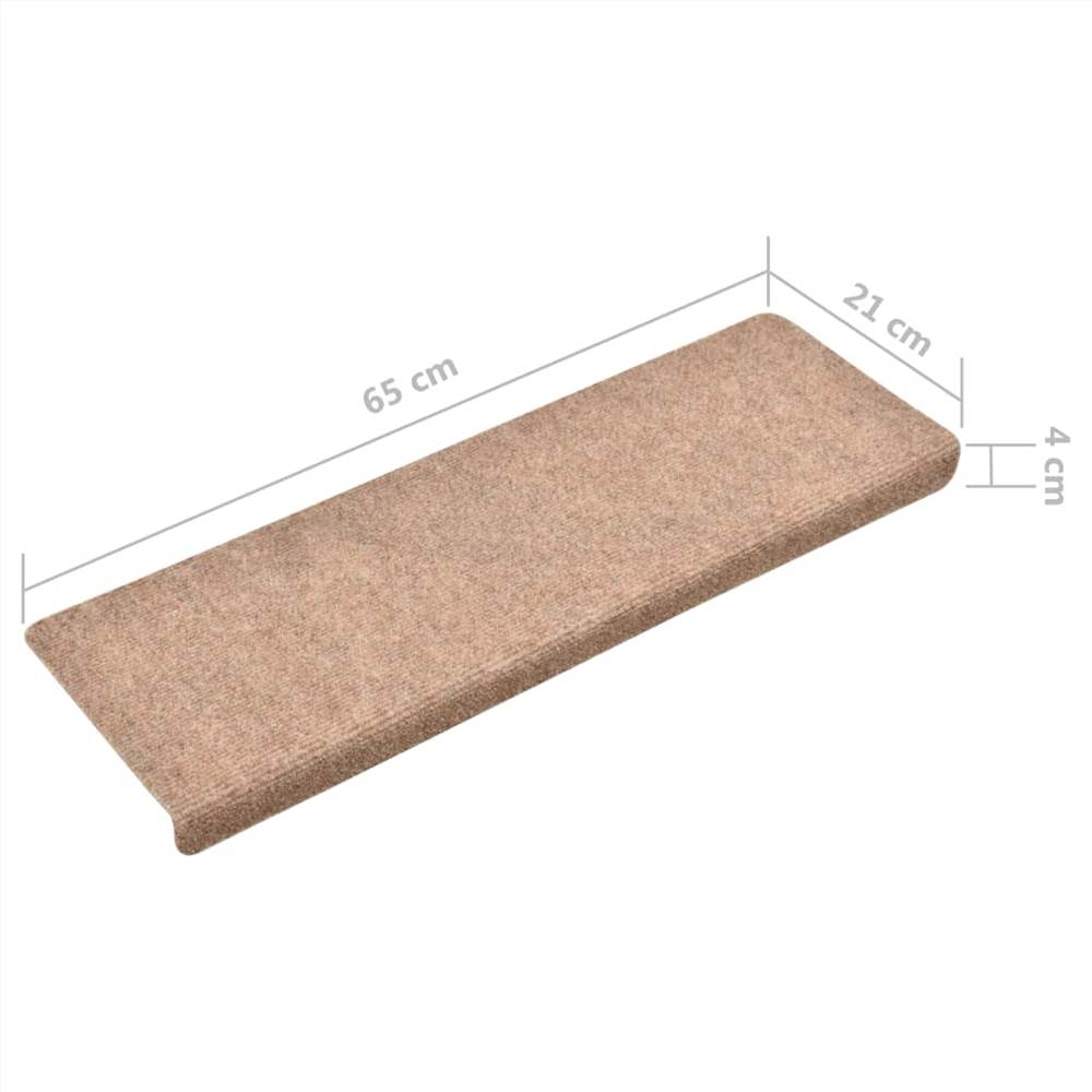 Stair Mats 15 pcs Needle Punch 65x25 cm Brown