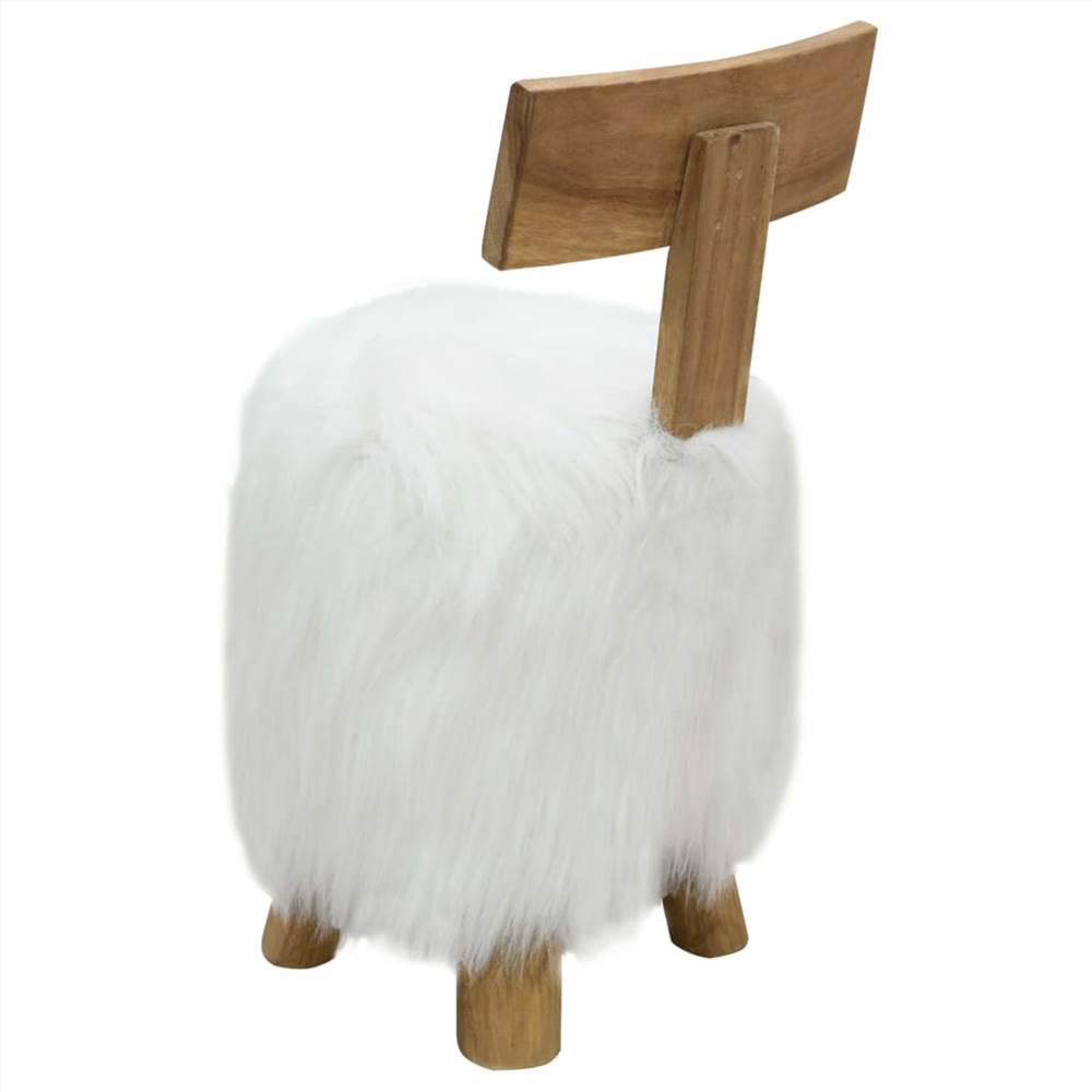 Stool White Solid Teak Wood