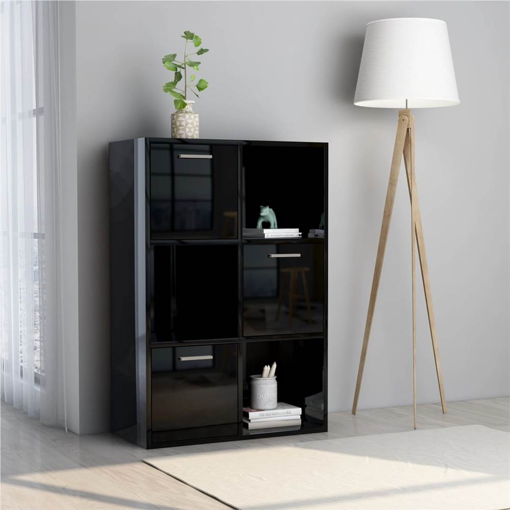 

Storage Cabinet High Gloss Black 60x29.5x90 cm Chipboard