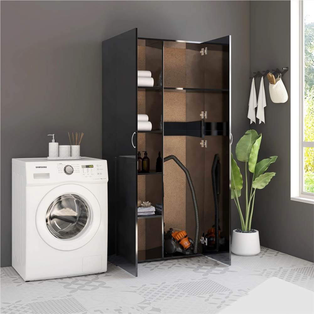 

Storage Cabinet High Gloss Black 80x35.5x180 cm Chipboard