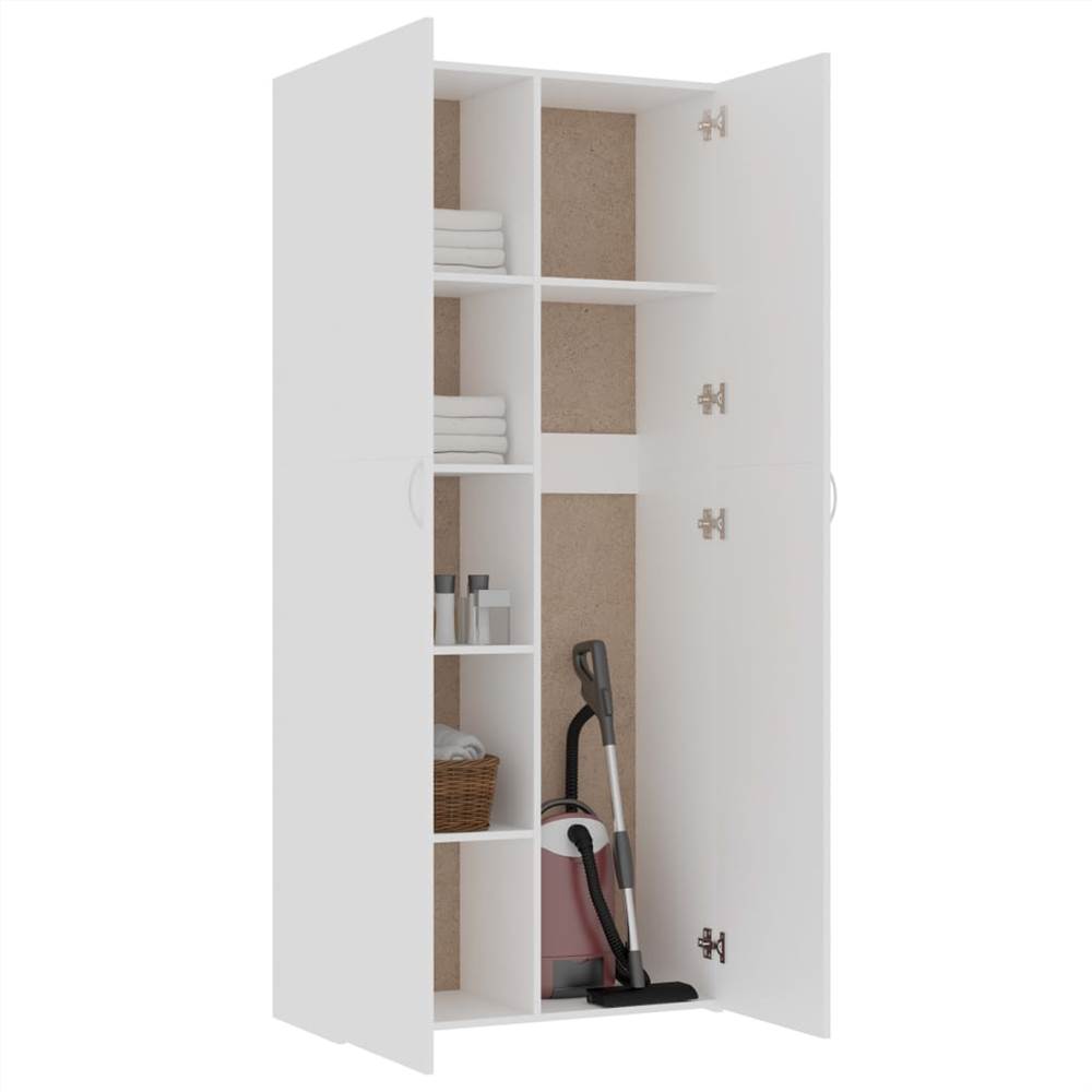 Storage Cabinet White 80x35.5x180 Cm Chipboard 8 Storage Cabinet White 80x35.5x180 cm Chipboard