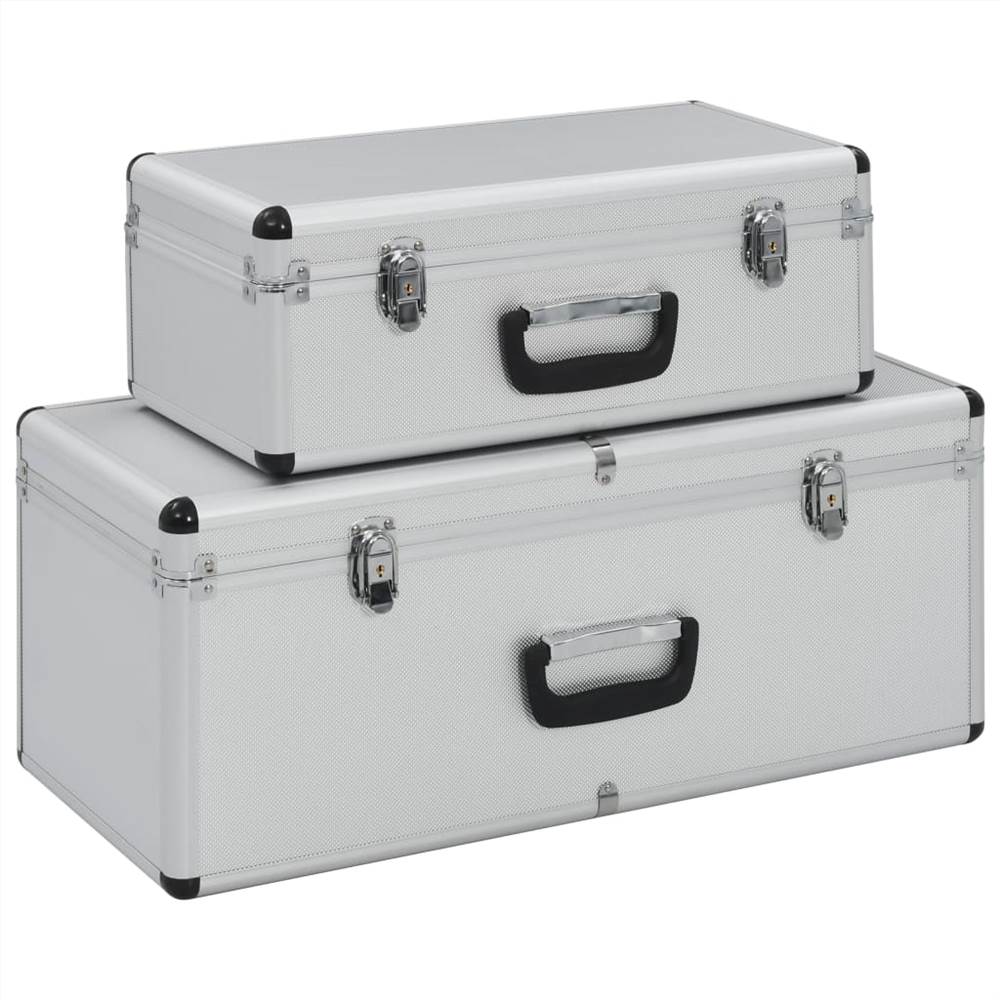 2 cases. Silver Aluminum Case. Das Storage Cases.