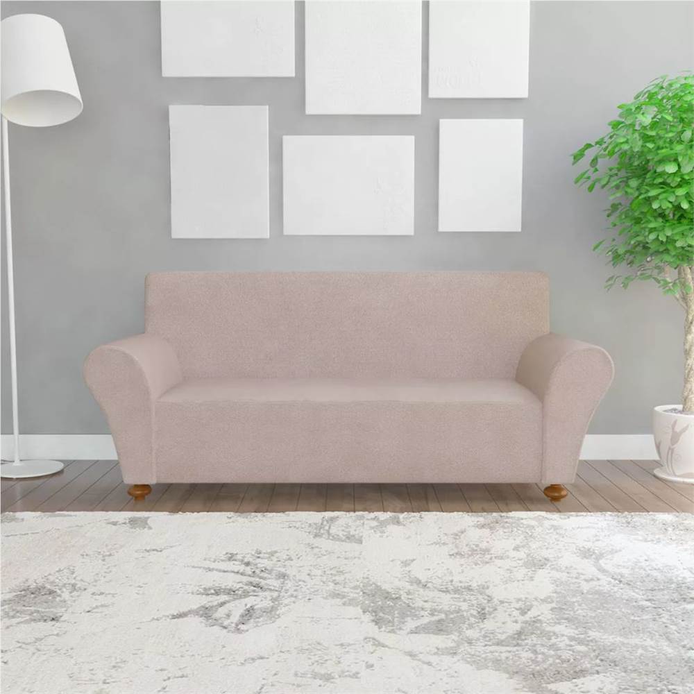 Stretch Couch Slipcover Beige Polyester Jersey