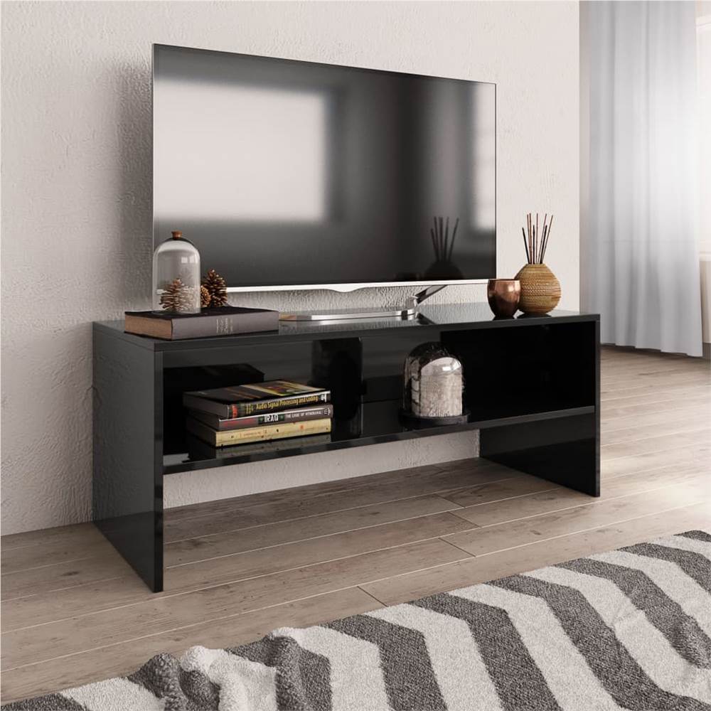

TV Cabinet High Gloss Black 100x40x40 cm Chipboard