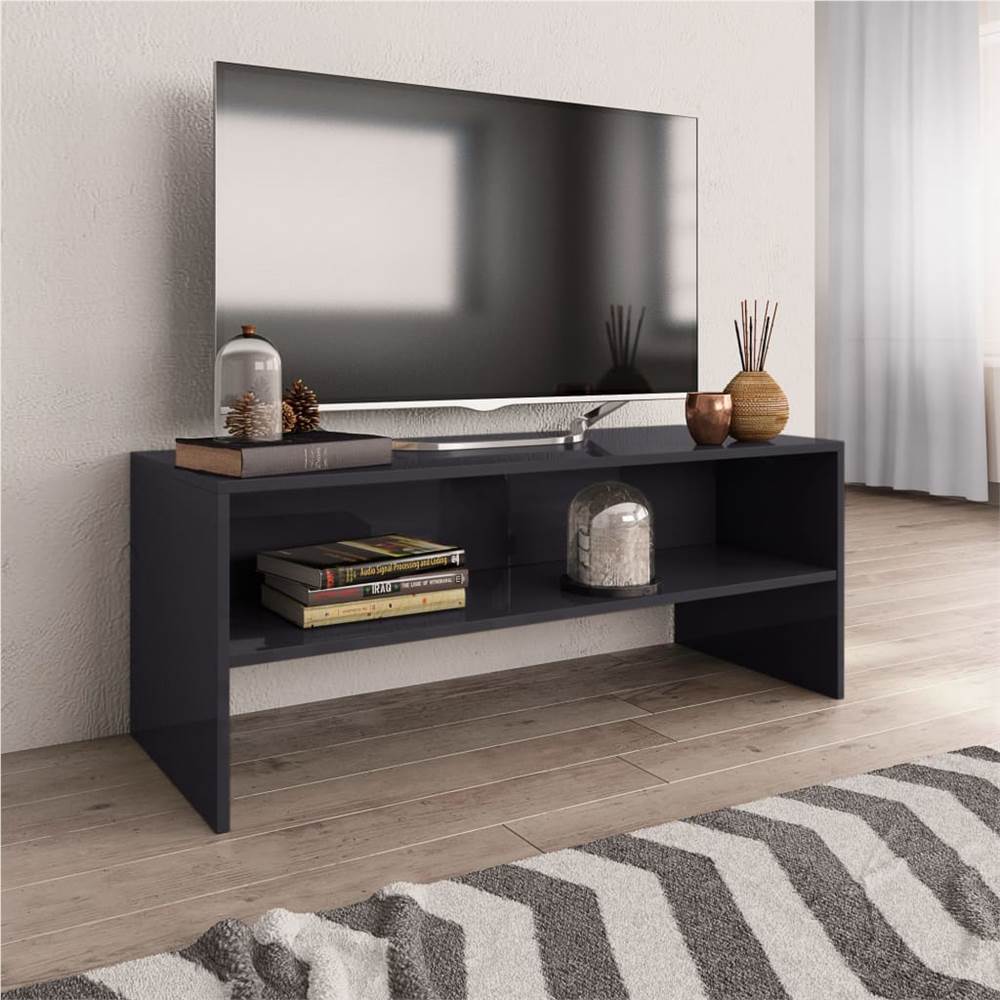 

TV Cabinet High Gloss Grey 100x40x40 cm Chipboard