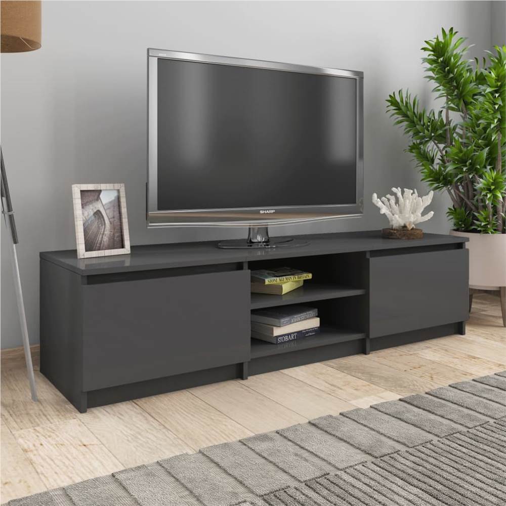 

TV Cabinet High Gloss Grey 140x40x35.5 cm Chipboard