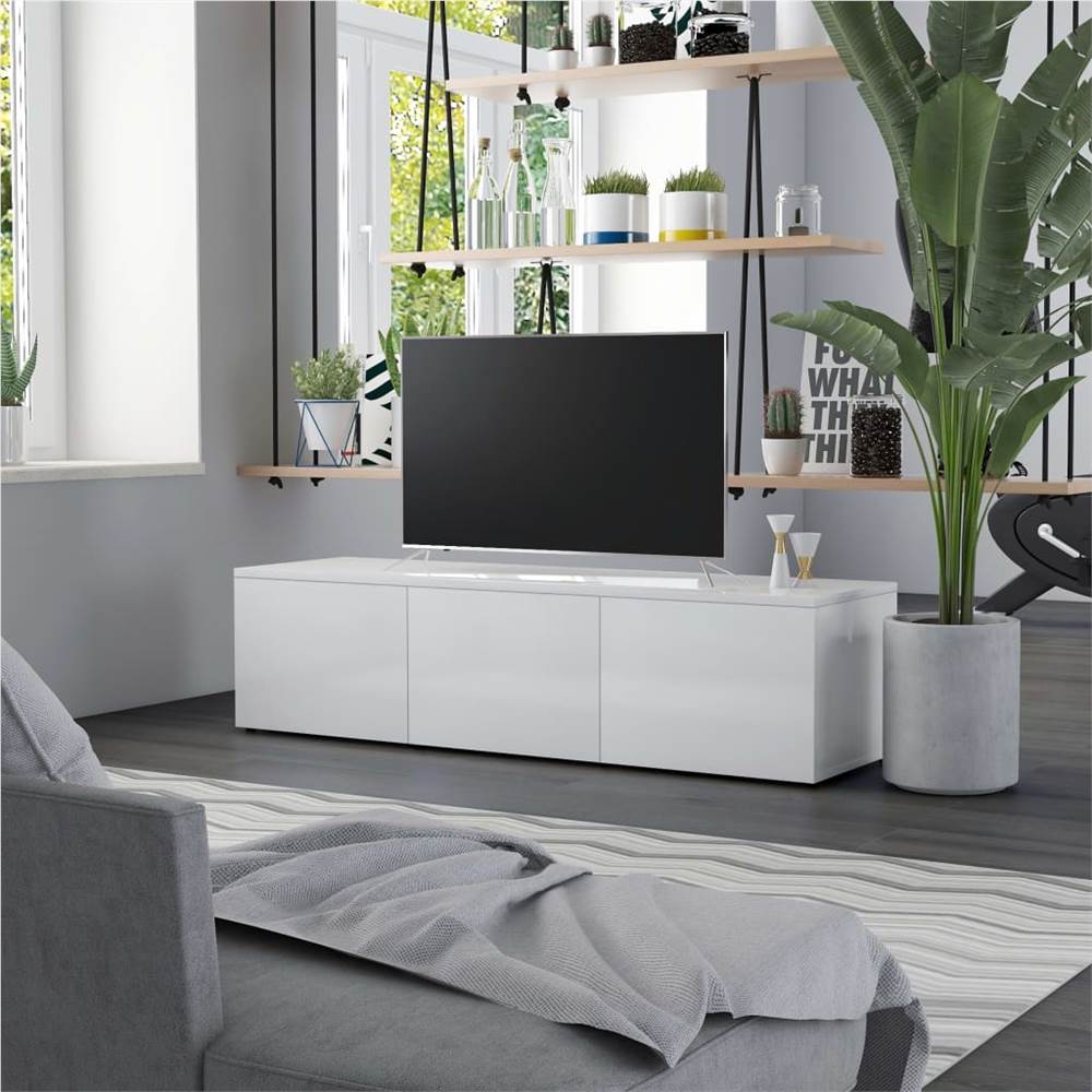 

TV Cabinet High Gloss White 120x34x30 cm Chipboard