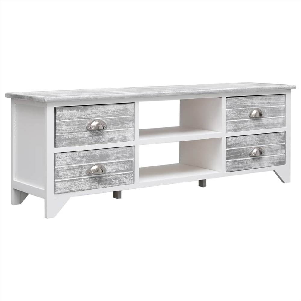 

TV Cabinet White and Grey 115x30x40 cm Paulownia Wood