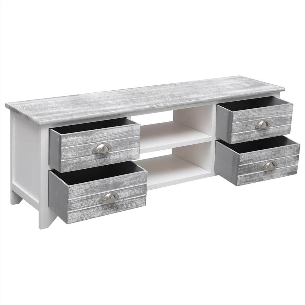 TV White and Grey 115x30x40 cm Paulownia Wood