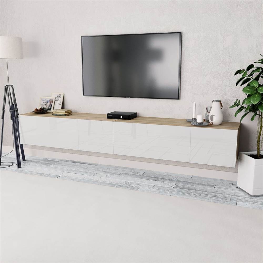 

TV Cabinets 2 pcs Chipboard 120x40x34 cm High Gloss White Oak