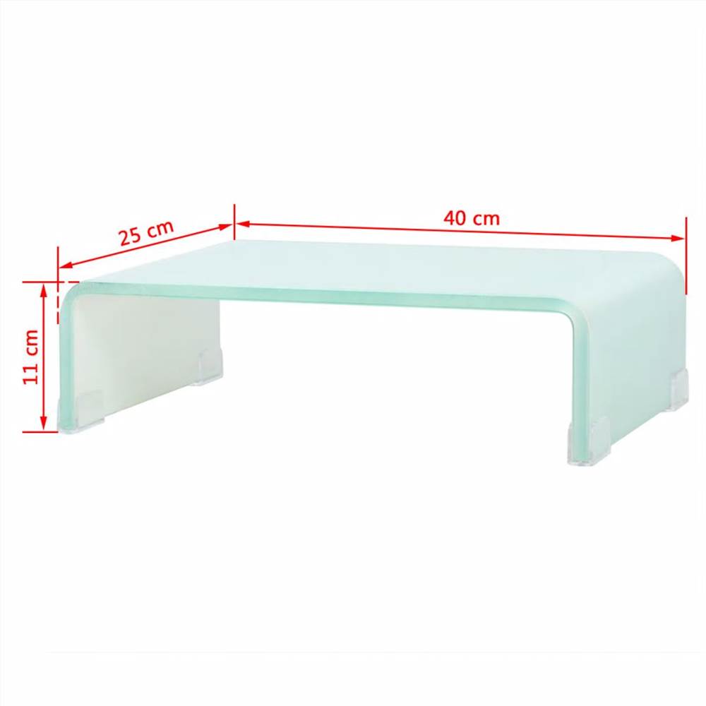 TV Stand/Monitor Riser Glass White 40x25x11 cm
