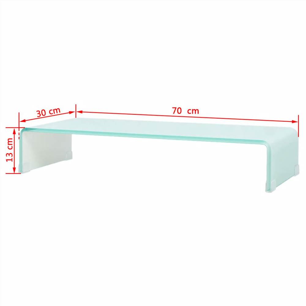 TV Stand/Monitor Riser Glass White 70x30x13 cm