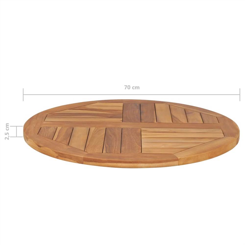 Table Top Solid Teak Wood Round 2,5 cm 70 cm