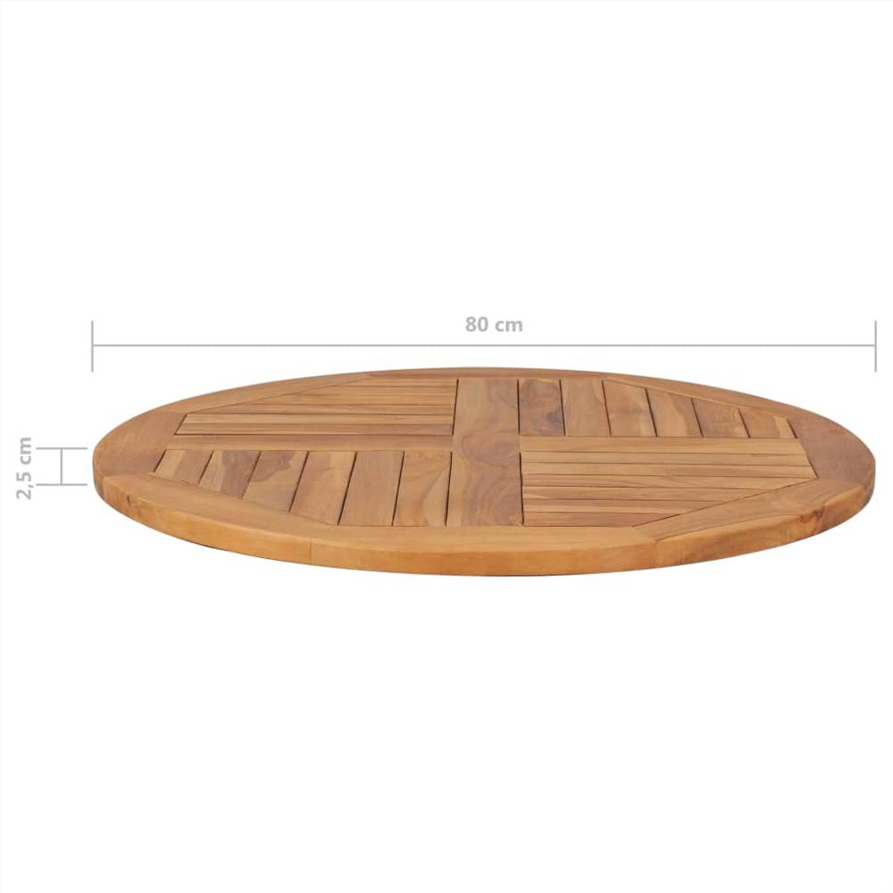 Table Top Solid Teak Wood Round 2,5 cm 80 cm