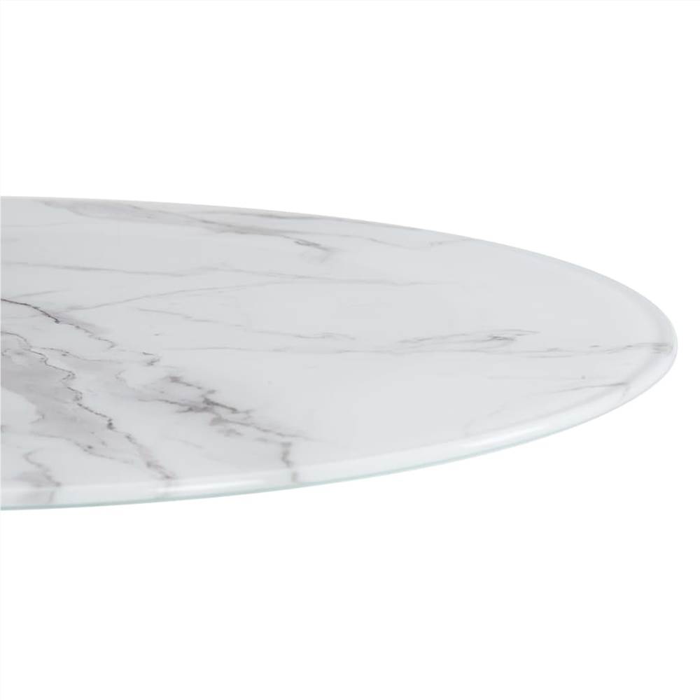 Table Top White Ø50 cm Glass with Marble Texture
