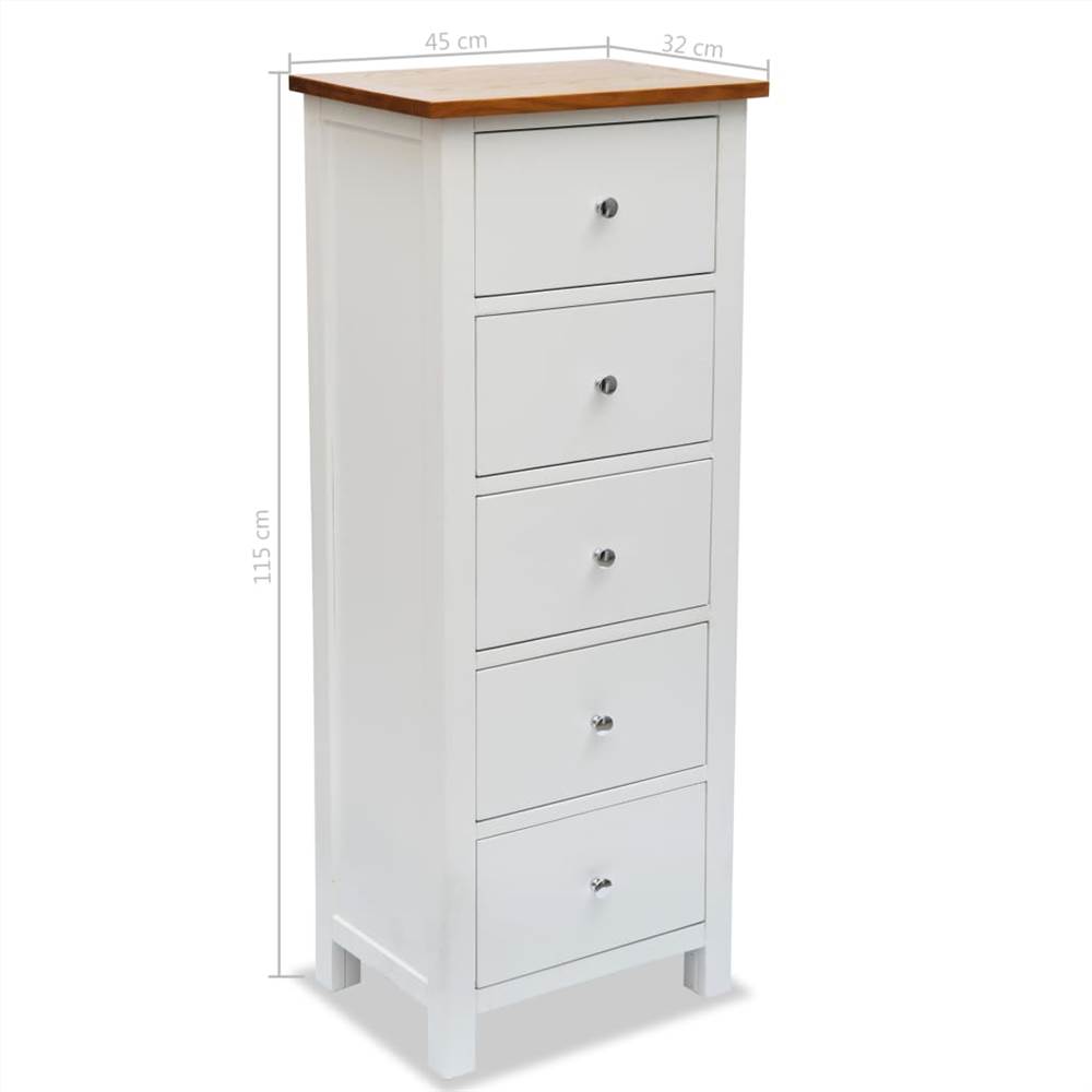 Tall Chest of Drawers 45x32x115 cm Solid Oak Wood