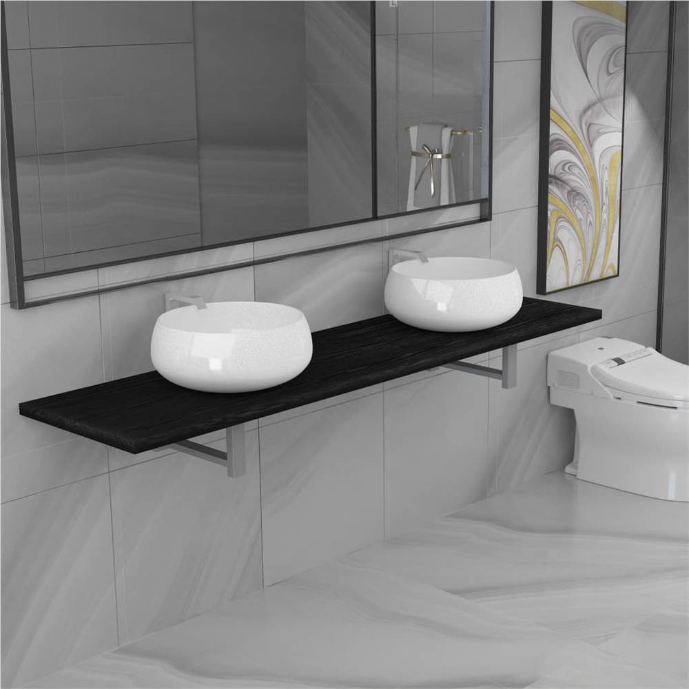 

Three Piece Bathroom Furniture Set Ceramic Black