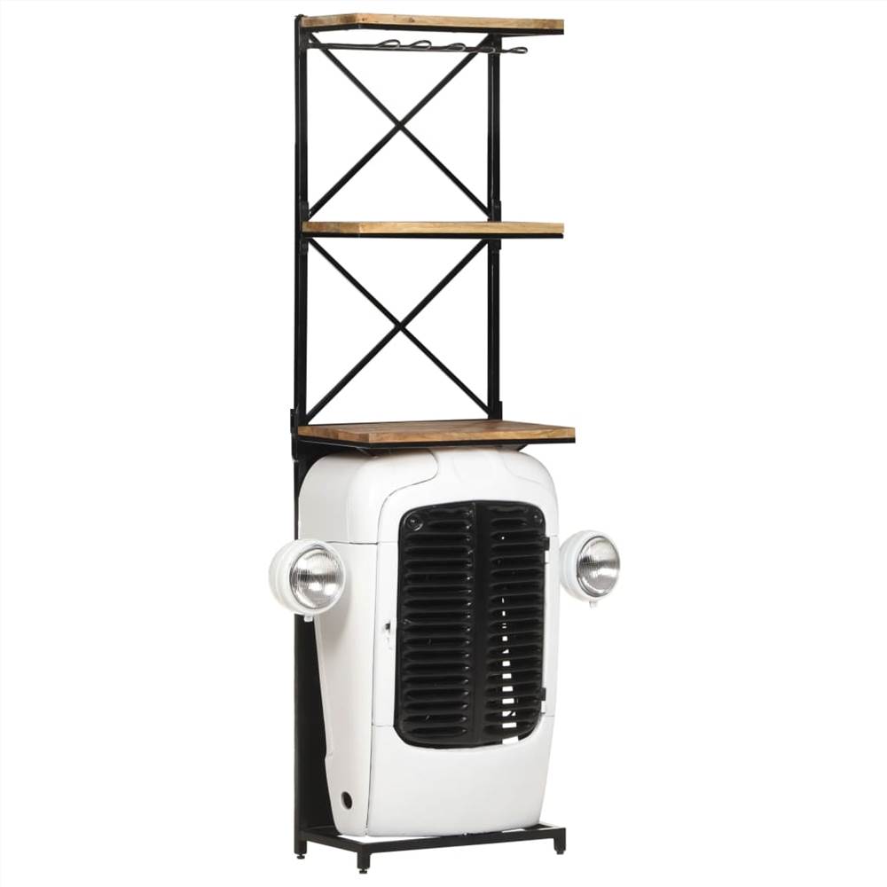 Tractor Wine Cabinet White 49x31x170 cm Rough Mango Wood