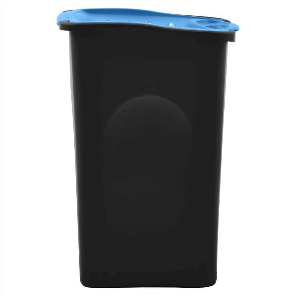 Trash Bin with Hinged Lid 50L Black and Blue