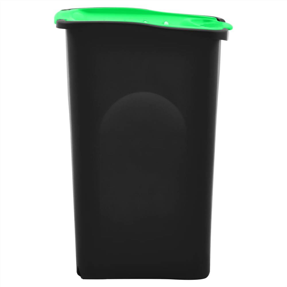 Trash Bin with Hinged Lid 50L Black and Green
