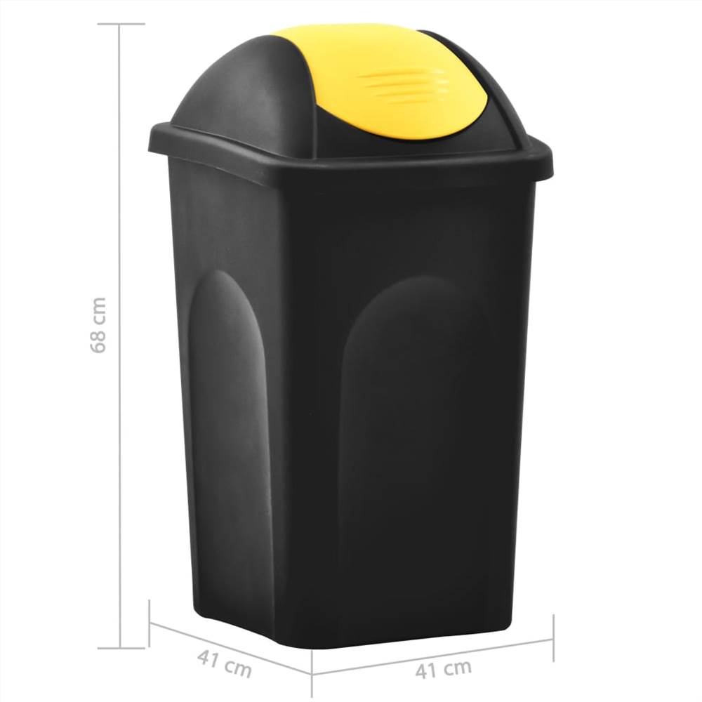 Trash Bin with Swing Lid 60L Black and Yellow