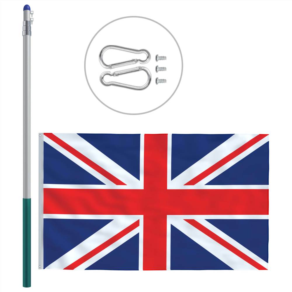 UK Flag and Pole Aluminium 6 m