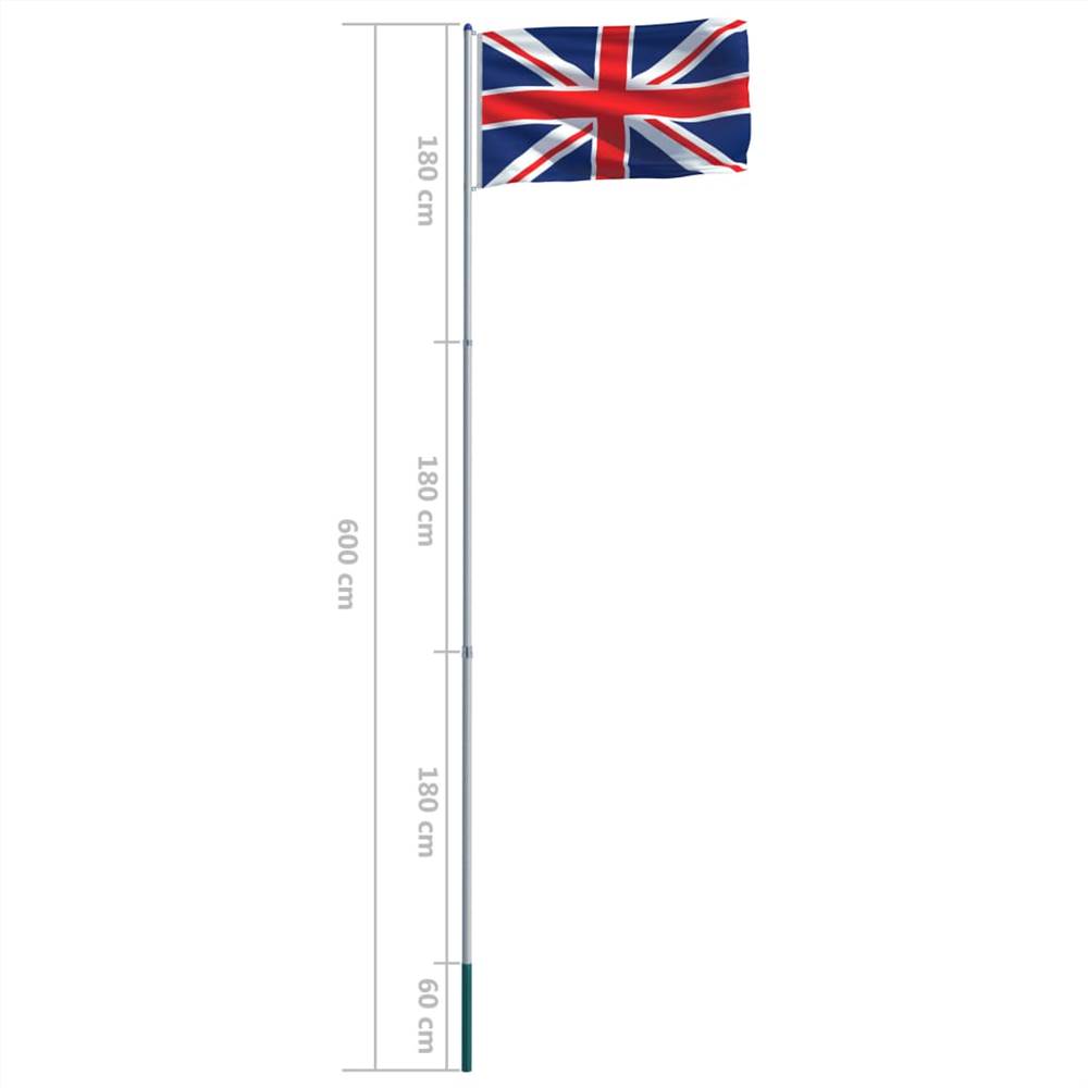 UK Flag and Pole Aluminium 6 m