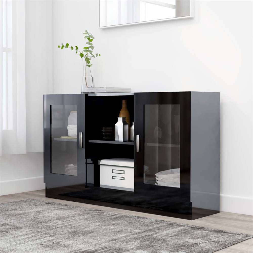 

Vitrine Cabinet High Gloss Black 120x30.5x70 cm Chipboard