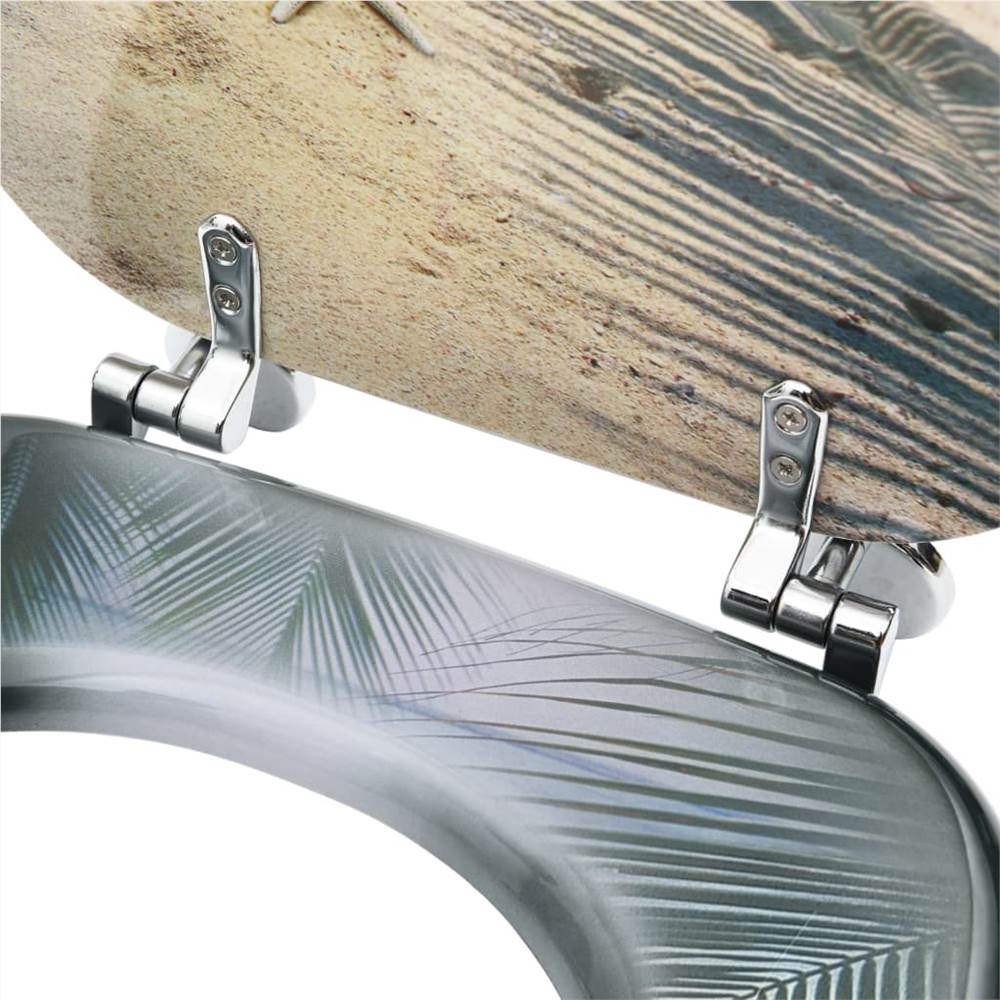 WC Toilet Seat with Lid MDF Beach Design