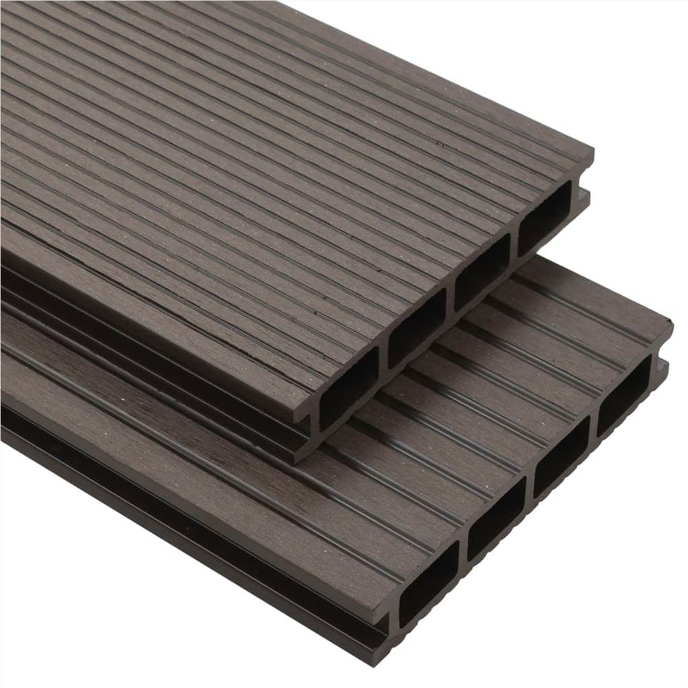 

WPC Hollow Decking Boards with Accessories 40m² 2.2m Dark Brown