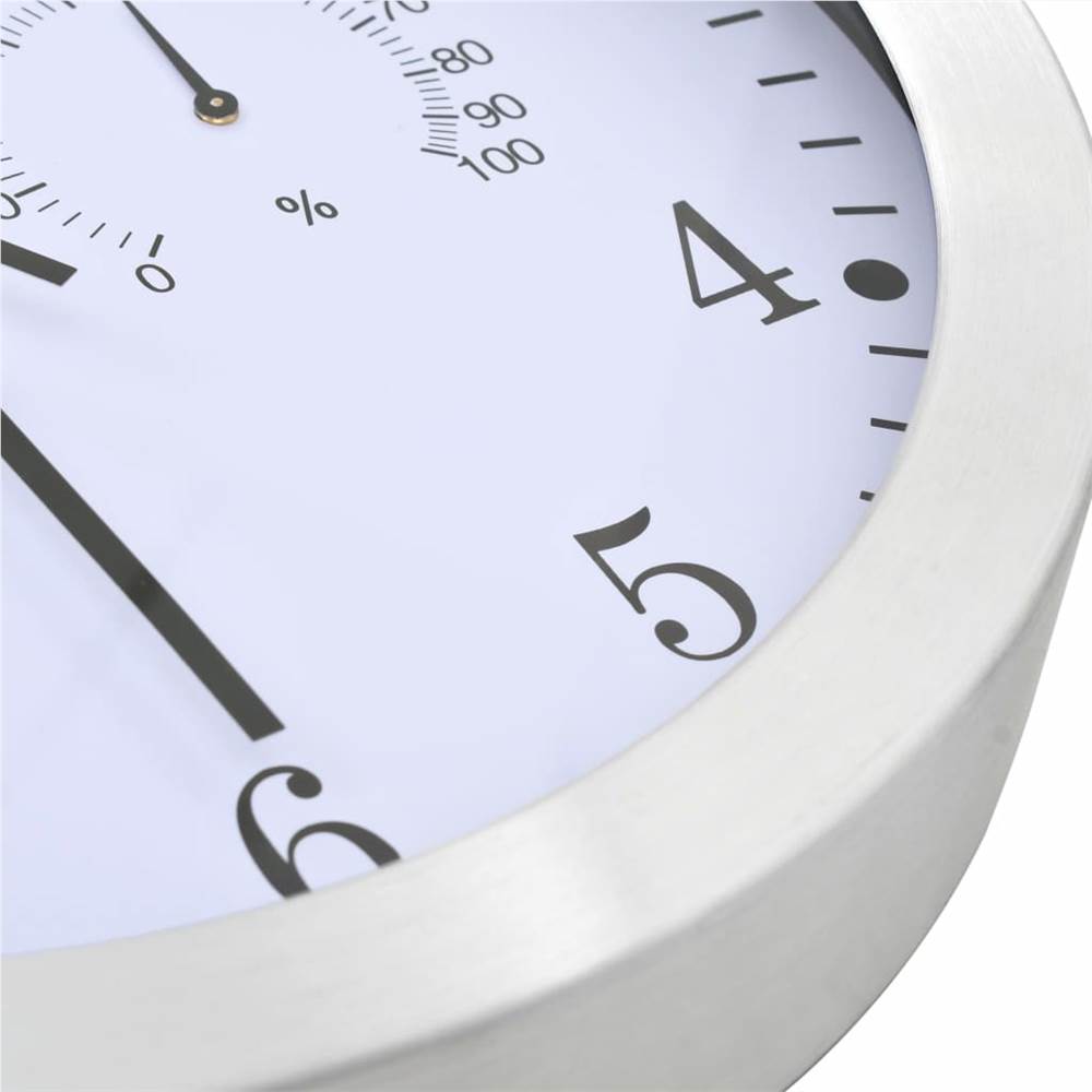 Wall Clock with Quartz Movement Hygrometer Thermometer White